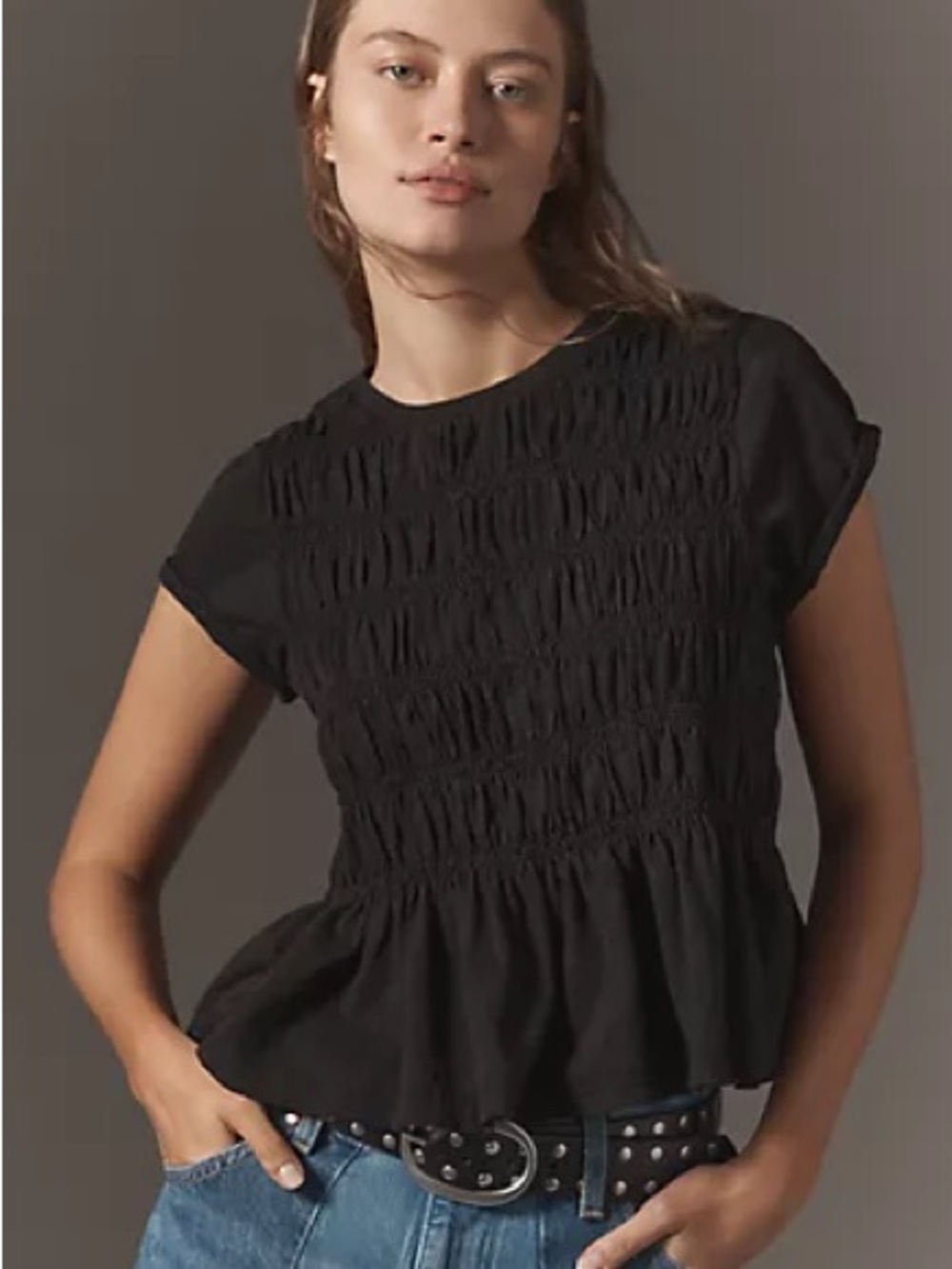 Nwot Pilcro Tabbie tee Smocked Peplum Short Sleeve Top